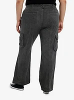 Grey Cargo Low-Rise Flare Pants Plus