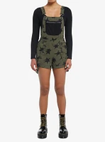 Social Collision Olive & Black Star Suspender Shortalls