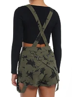 Social Collision Olive & Black Star Suspender Shortalls