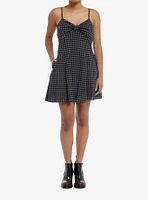 Social Collision Black & Grey Checker Slip Dress