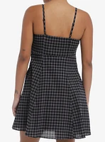 Social Collision Black & Grey Checker Slip Dress