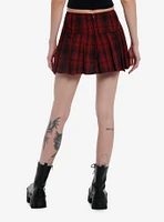 Social Collision Red Plaid Chain Safety Pin Skirt