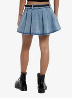 Sweet Society Light Indigo Belted Denim Skirt