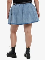 Sweet Society Light Indigo Belted Denim Skirt