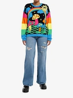 Social Collision Psychedelic Rainbow Knit Sweater