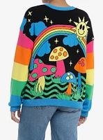 Social Collision Psychedelic Rainbow Knit Sweater