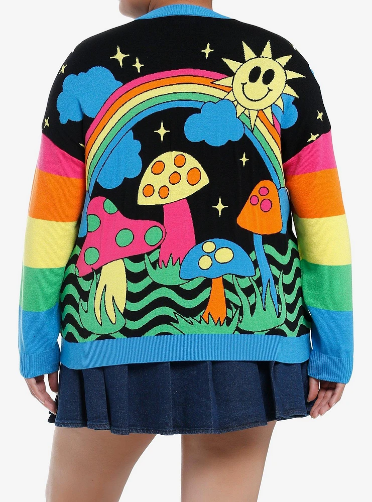 Social Collision Psychedelic Rainbow Knit Sweater Plus