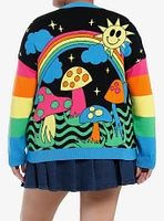 Social Collision Psychedelic Rainbow Knit Sweater Plus