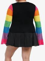 Social Collision Crochet Rainbow Mushroom Long-Sleeve Top Plus
