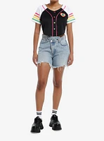 Social Collision Heart Rainbow Jersey Crop Top