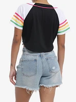 Social Collision Heart Rainbow Jersey Crop Top