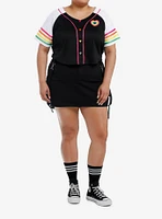 Social Collision Heart Rainbow Jersey Crop Top Plus