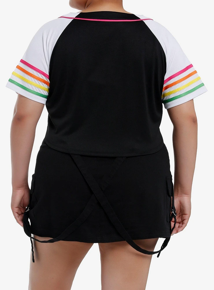 Social Collision Heart Rainbow Jersey Crop Top Plus