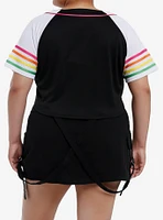 Social Collision Heart Rainbow Jersey Crop Top Plus