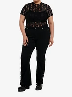 Daisy Street Black Skull Lace Girls Twofer Top Plus