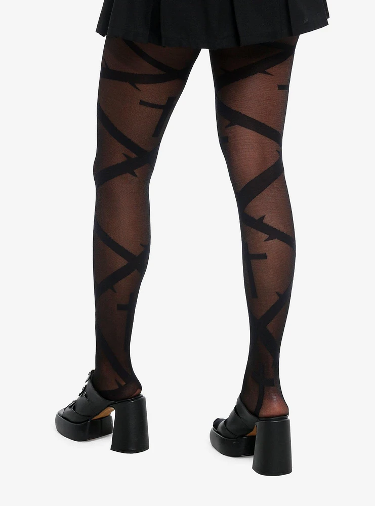 Black Cross Wrap Tights