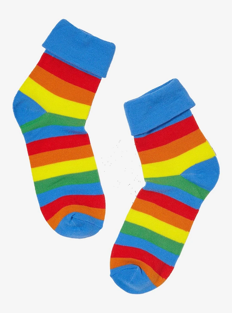 Mushroom Rainbow Folded Ankle Socks