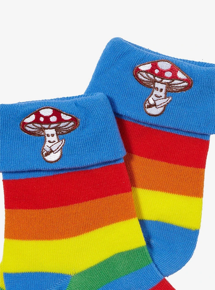 Mushroom Rainbow Folded Ankle Socks