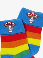 Mushroom Rainbow Folded Ankle Socks