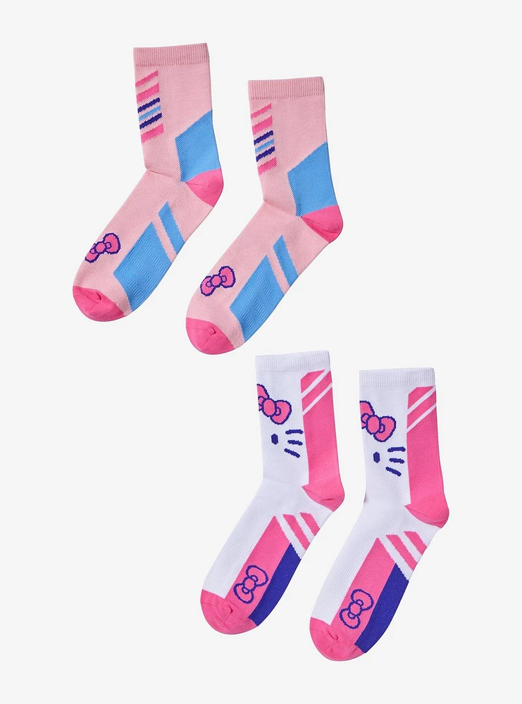 Hello Kitty Race Stripe Crew Socks 2 Pair