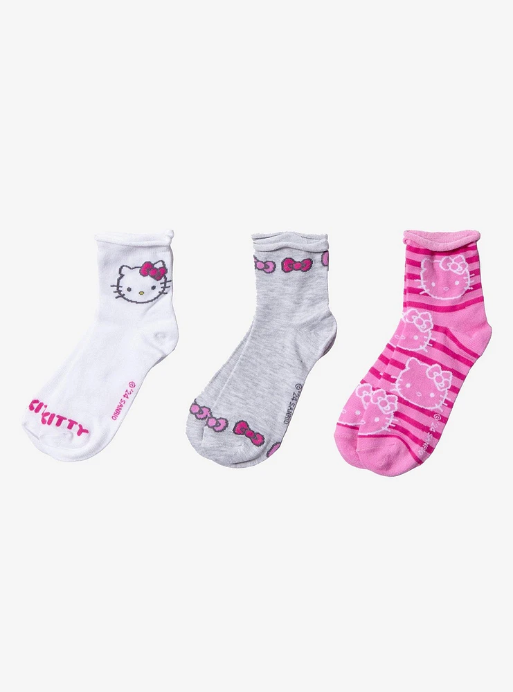 Hello Kitty Bow & Stripe Ankle Socks 3 Pair