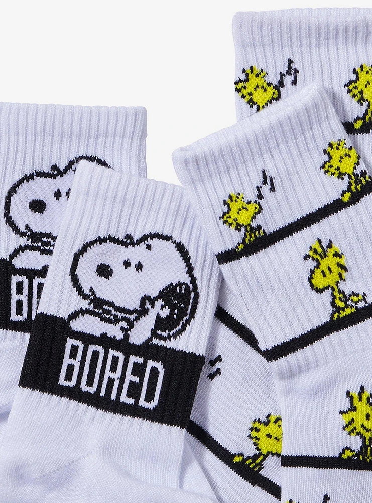 Peanuts Snoopy Woodstock Bored Crew Socks 2 Pair