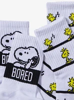 Peanuts Snoopy Woodstock Bored Crew Socks 2 Pair