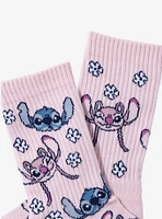 Disney Stitch & Angel Flowers Crew Socks