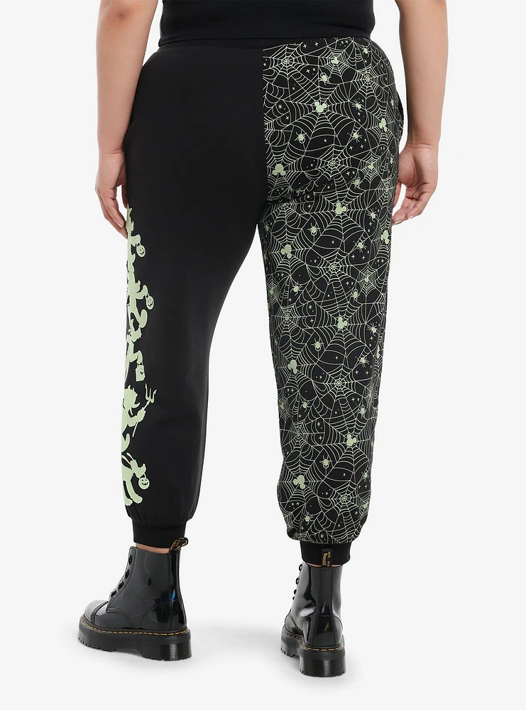 Her Universe Disney Halloween Split Glow-In-The-Dark Girls Jogger Sweatpants Plus