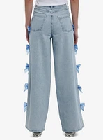 Sweet Society Light Indigo Blue Bow Wide Leg Denim Jeans