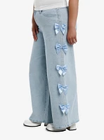 Sweet Society Light Indigo Blue Bow Wide Leg Denim Jeans Plus