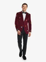 Christmas Icons Deep Burgundy Blazer