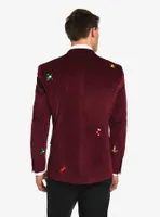 Christmas Icons Deep Burgundy Blazer