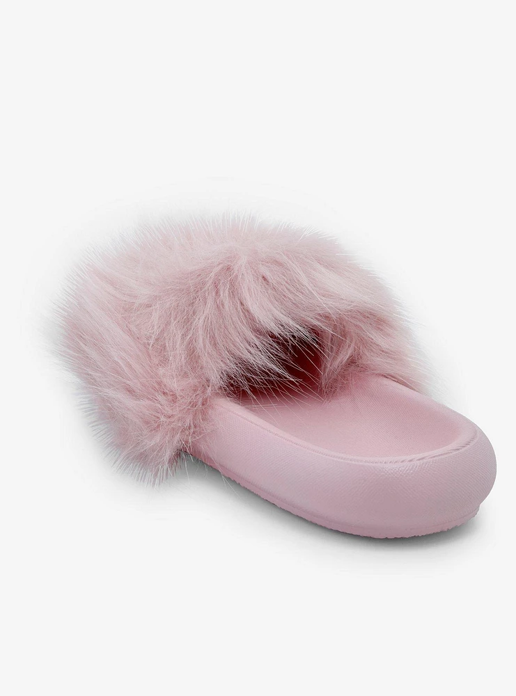 Yoki Gretta Lilac Fur Slide Sandals