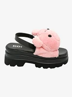 Koi Pink Bear Fuzzy Chunky Sandals