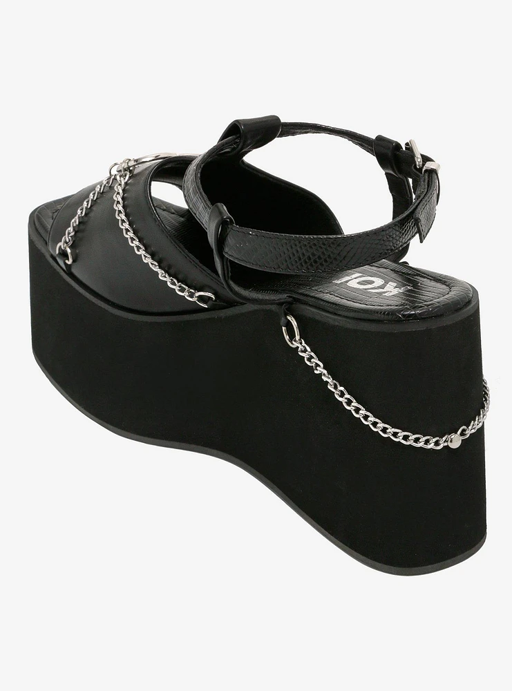 Koi Heart Hardware Chain Wedge Sandal