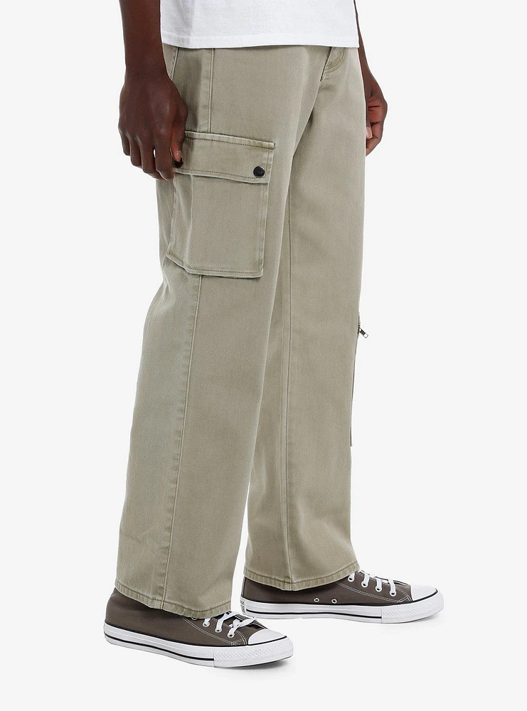 Thorn & Fable Tan Straight Leg Cargo Denim Pants