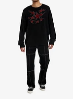 Social Collision Red & Black Stripe Star Sweater