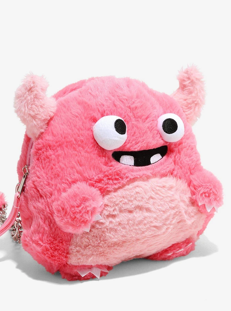 Pink Fuzzy Monster Plush Crossbody Bag