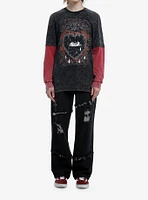 Social Collision Eye Heart Barbed Wire Wash Long-Sleeve Twofer