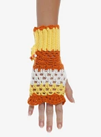 Candy Corn Knit Fingerless Gloves