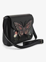 Dark Butterfly Floral Crossbody Bag