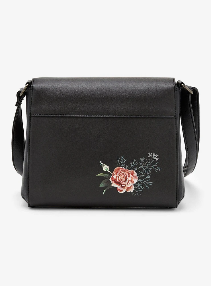 Dark Butterfly Floral Crossbody Bag