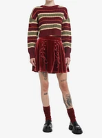 Thorn & Fable Autumn Maroon Girls Crop Knit Sweater