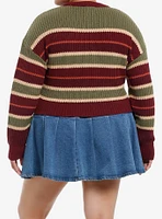 Thorn & Fable Autumn Maroon Girls Crop Knit Sweater Plus