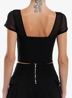 Black Pyramid Stud Mesh Girls Corset Top