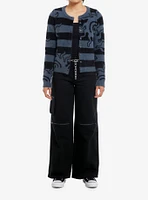 Daisy Street Black & Blue Stripe Sun Fuzzy Girls Cardigan