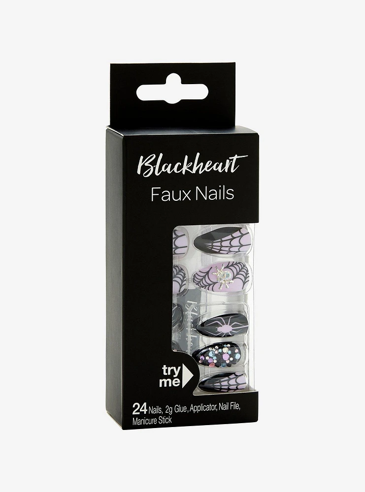 Blackheart Spider Lavender Faux Nail Set