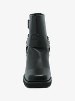 Azalea Wang Black Motorcycle Heeled Boots