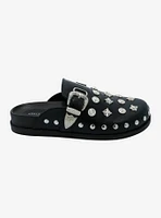 Azalea Wang Black & Silver Studded Mules